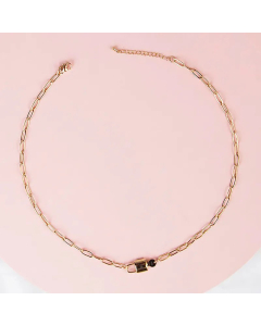Simple Style Gold Plated Key Lock Stainless Steel Pendant Necklace Colorza