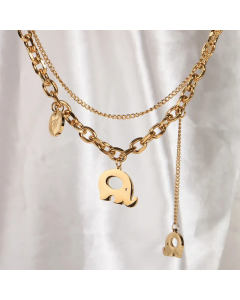Fashion Gold Plated Layered Elephant Stainless Steel Necklaces Colorza