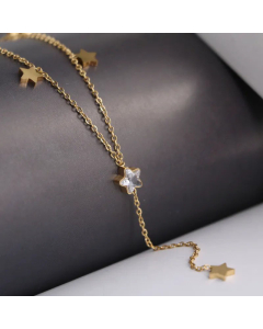 Minimalism Pentagram Titanium Steel Inlay Artificial Diamond Necklace Colorza