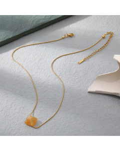 Fashion Natural Stone Gold Plated Square Stainless Steel Necklace Colorza