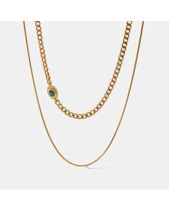 Trendy Gold Plated Inlay Natural Stone Stainless Steel Layered Necklaces Colorza