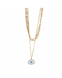 Fashion Devil's Eye Layered Necklaces Titanium Steel Colorza