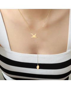 Fashion Round Bird Titanium Steel Pendent Necklace Colorza