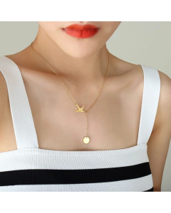 Fashion Round Bird Titanium Steel Necklace Colorza