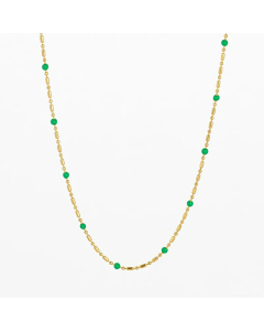 Fashion Colorful Beads Stainless Steel Plating Necklace Bracelet Colorza-Gold Color-01-Green