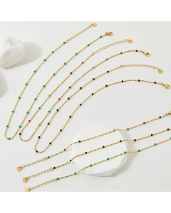 Fashion Colorful Beads Stainless Steel Plating Necklace Bracelet Colorza