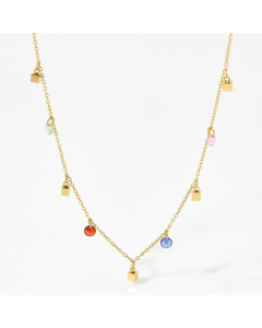 Vacation Geometric Stainless Steel Plating Necklace Colorza -Gold Color-Multi-color