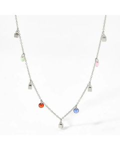 Vacation Geometric Stainless Steel Plating Necklace Colorza -Steel Color-Multi-color