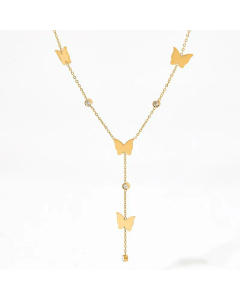 Sweet Plating Zircon Butterfly Stainless Steel Pendant Necklace Colorza