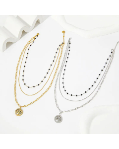 Vintage Round Tree Of Life  Stainless Steel Plating Zircon Layered Necklaces Colorza