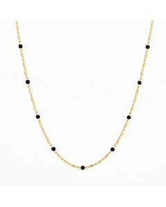 Fashion Mutil-Color Beads Stainless Steel Plating Necklace Colorza-Gold Color-Black