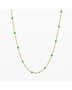 Fashion Mutil-Color Beads Stainless Steel Plating Necklace Colorza-Gold Color-Green