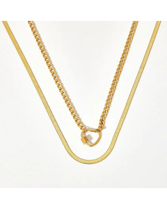 Simple Style Plating Layered Heart Shape Stainless Steel Necklaces Colorza