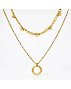 Minimalism Circle Pendent Stainless Steel Plating Layered Necklaces Colorza