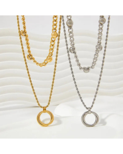 Minimalism Circle Pendent Stainless Steel Plating Layered Necklaces Colorza