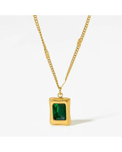 Classic Zircon Inlaid Square Stainless Steel Pendant Necklace Colorza 