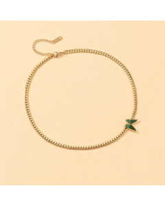 French Butterfly Beccarite Inlaid Choker Titanium Steel Plating Necklace Colorza