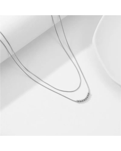 Plain Solid Color Plating Titanium Steel Layered Beads Chain Necklaces Colorza