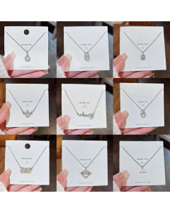 Sweet Heart Shape Fish Tail Inlay Zircon Pendant Titanium Steel Necklace Colorza