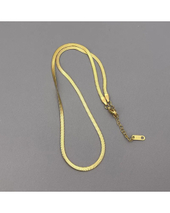 Plain Flat Solid Color Snake Chain Titanium Steel Necklace Colorza-Gold Color-01
