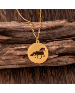 Daily Round Hollow Out Horse Stainless Steel Pendant Necklace Colorza