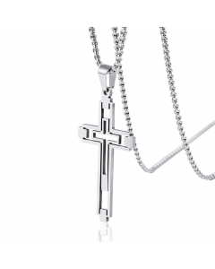 Hip-Hop Cross Hollow Out Pendant Stainless Steel Necklace Colorza
