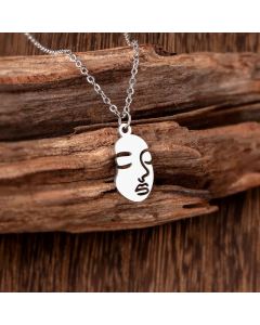Casual Irregular Human Face Stainless Steel Pendant Necklace Colorza