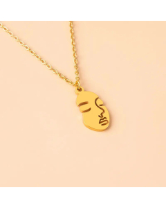 Casual Irregular Human Face Stainless Steel Pendant Necklace Colorza