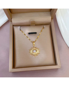 Fashion Gold Plated Devil's Eye Pendent Titanium Steel Zircon Necklace