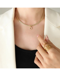 Fashion Letter Plating Zircon Pendant Titanium Steel Necklace