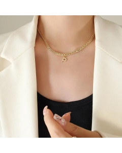 Fashion Letter Plating Zircon Pendant Titanium Steel Necklace