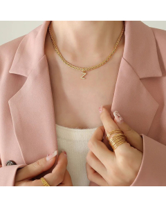 Fashion Letter Plating Zircon Pendant Titanium Steel Necklace