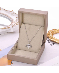 Trendy Devil's Eye Titanium Steel Inlay Rhinestones Pendant Necklace Colorza