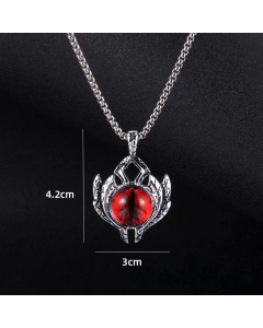 Retro Devil's Eye Stainless Steel Inlay Artificial Gemstones Pendant Necklace Colorza