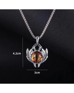 Retro Devil's Eye Stainless Steel Inlay Artificial Gemstones Pendant Necklace Colorza