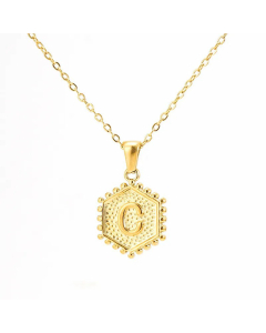 Fashion Plating  Hexagon 26 Letter Titanium Steel Pendant Necklace Colorza