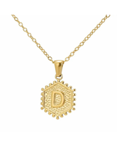 Fashion Plating  Hexagon 26 Letter Titanium Steel Pendant Necklace Colorza