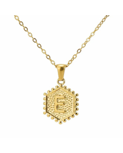 Fashion Plating  Hexagon 26 Letter Titanium Steel Pendant Necklace Colorza
