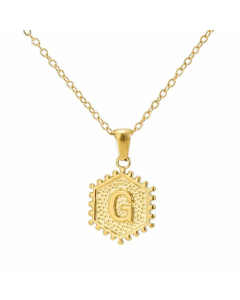 Fashion Plating  Hexagon 26 Letter Titanium Steel Pendant Necklace Colorza