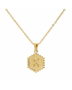 Fashion Plating  Hexagon 26 Letter Titanium Steel Pendant Necklace Colorza