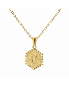 Fashion Plating  Hexagon 26 Letter Titanium Steel Pendant Necklace Colorza