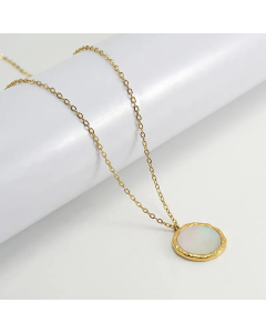 Fashion Plating Inlaid Shell Round Titanium Steel Pendant Necklace Colorza