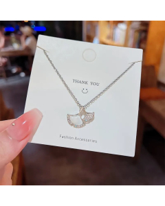 Minimalism Rabbit Crown Zircon Inlaid Pendent Stainless Steel Necklace Colorza