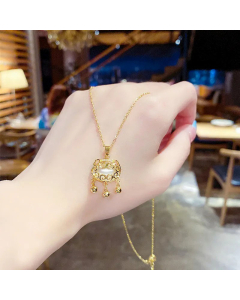Refined Bowknot Butterfly Star Zircon Inlaid Pendant Stainless Steel Necklace Colorza-01