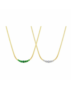 Fashion Square Rhinestones Inlaid Titanium Steel Plating Necklace Colorza