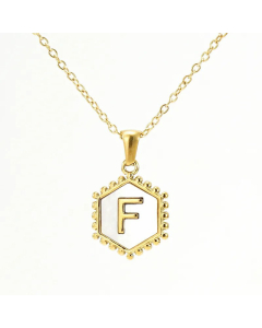 Fashion 26 Letter Pendant Inlay Shell Titanium Steel Plating Necklace Colorza