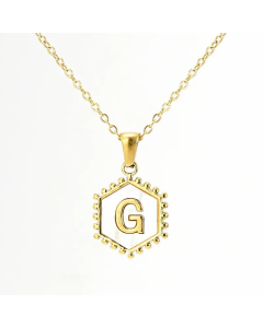 Fashion 26 Letter Pendant Inlay Shell Titanium Steel Plating Necklace Colorza
