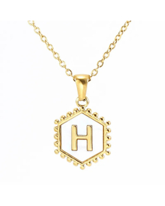 Fashion 26 Letter Pendant Inlay Shell Titanium Steel Plating Necklace Colorza