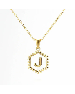 Fashion 26 Letter Pendant Inlay Shell Titanium Steel Plating Necklace Colorza