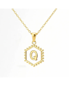 Fashion 26 Letter Pendant Inlay Shell Titanium Steel Plating Necklace Colorza